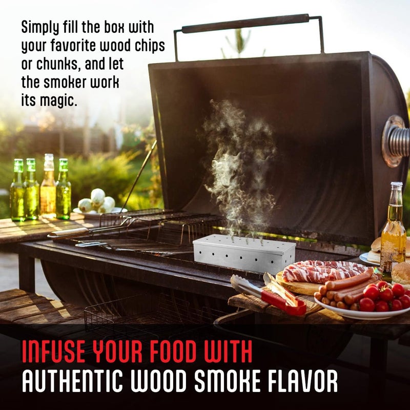 Kaluns Universal Stainless Steel Smoker Box, Gas or Charcoal Grill Smoke Box, Works with Wood Chips, add Delicious Smoked Flavor, Hinged Lid,Warp Free Grill Accessories - Image 5